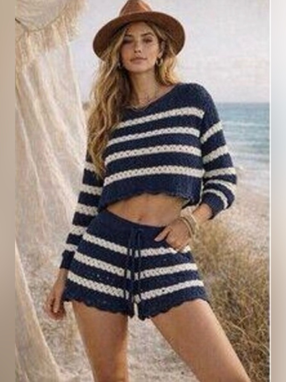 House of Harlow 1960 Striped Knit Sweater and Matching Short